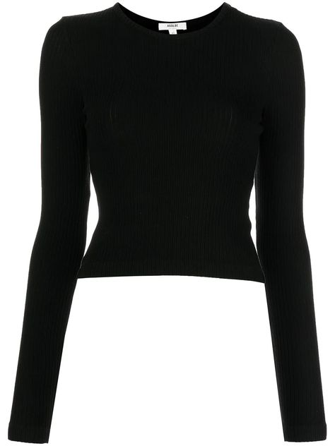 Fitted Black Long Sleeve Ribbed Top, Fitted Black Ribbed Long Sleeve Top, Fitted Black Long Sleeve Top With Ribbed Detail, Black Fine Knit Long Sleeve Crew Neck Top, Black Ribbed Long Sleeve Crew Neck Top, Fitted Fine Knit Long Sleeve Crew Neck Top, Fitted Fine Knit Black Long Sleeve Top, Fitted Black Fine Knit Long Sleeve Top, Fitted Black Long Sleeve Fine Knit Top