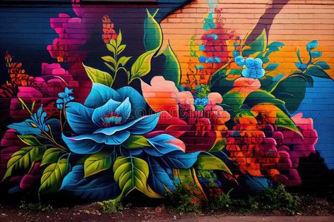 Urban graffiti art featuring mural of vibrant flower garden royalty free stock images Urban Graffiti, Design Flower, Gallery Design, Vibrant Flower, Graffiti Art, Stock Images Free, Flower Garden, Stock Illustration, Graffiti