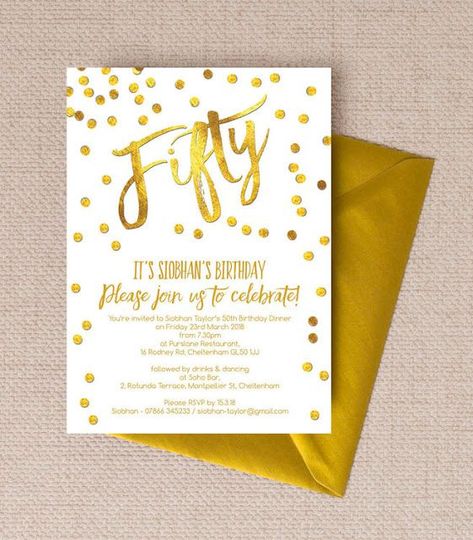 50th Birthday Invitation 50th Birthday Celebration Ideas, Confetti Invitation, 30th Birthday Party Invitations, Anniversary Party Invitations, 40th Birthday Party Invites, 80th Birthday Invitations, 50th Birthday Party Invitations, 21st Birthday Invitations, 50th Birthday Invitations