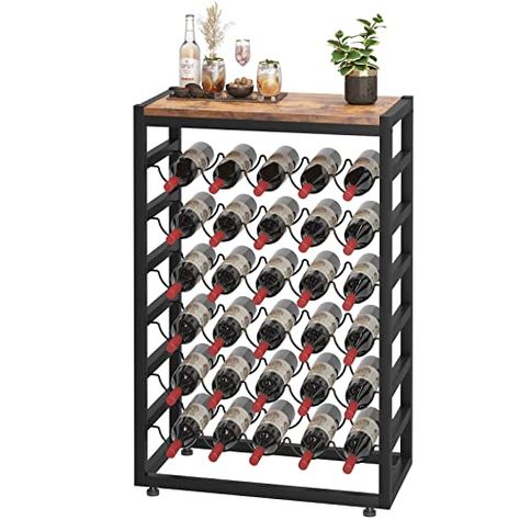 Bar Pantry, Wine Bottle Storage, Metal Bottle, Wooden Table Top, Metal Bottles, Bottle Rack, Wine Holder, Wine Racks, Storage Design