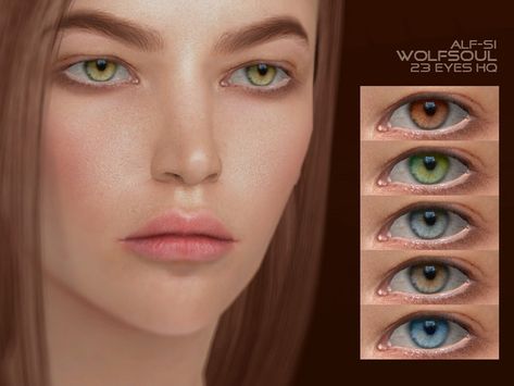 Alf-si's Wolfsoul - Eyes 13 HQ Sims 4 Cc Eyes Color Realistic, Sims Eye Color Cc, Sims 4 Different Colored Eyes, Sims Eye Color, More Eye Colors Sims 4, Sims 4 Cc Eyes, Sims 4 Cas Mods, The Sims 4 Skin, Makeup Cc