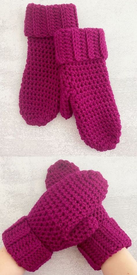 Crocheted Mittens, Crochet Baby Mittens, Crochet Mitts, Crochet Hand Warmers, Crochet Mittens Free Pattern, Beginning Crochet, Crochet Mittens Pattern, Handmade Mittens, Crochet Gloves Pattern