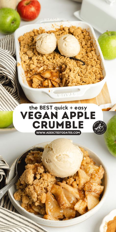 Dairy Free Apple Crumble, Vegan Apple Desserts Easy, Best Desserts Ever, Vegan Apple Crumble, Allergy Free Baking, Vegan Crumble, Healthy Apple Crumble, Real Vanilla, Gluten Free Dairy Free Dessert