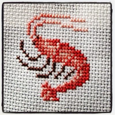 Shrimp Cross Stitch Pattern, Shrimp Cross Stitch, Shrimp Pixel Art, Crab Cross Stitch, Cross Stitch Fish Pattern, Fish Cross Stitch, Dmc Cross Stitch, Cross Stitch Kitchen, Animal Sewing Patterns