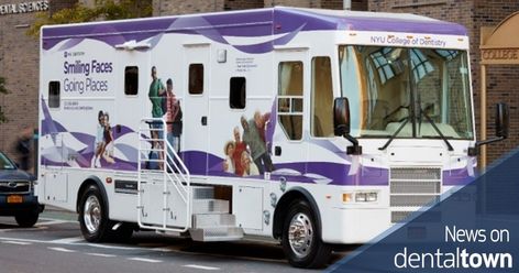 Dentistry in the News: NYU College of Dentistry’s mobile dental van program—"Smiling Faces, Going Places”—has introduced its new dental van, funded by the New York City Council. The van travels the five boroughs to bring quality dental care and education to New York City children and seniors at no cost to patients. Nyu College, Dental Logo Design, Health Fair, Dental Logo, Van Conversions, Dental School, Pediatric Dentist, Dental Student, Smiling Faces