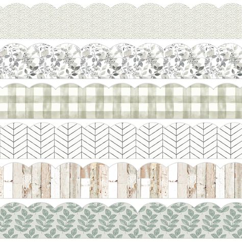 PRICES MAY VARY. Package Includes - 60pcs farmhouse theme bulletin border stickers in 6 designs, each design contains 10pcs, sufficient for classroom decoration. Farmhouse Themed - The bulletin border are in farmhouse design, and uses watercolor style, mainly colored in green, patterned with leaves, plaid, wood plank texture, rustic and unique, and can be used as a great choice for decorations. Premium Material - Made of good material paper, durable and safe, easy to stick and peel, you can easi Border Bulletin Board, Farmhouse Bulletin Board, Shiplap Bulletin Board, Office Bulletin Boards, Stickers For School, Colorful Bulletin Boards, Wood Plank Texture, Classroom Borders, Office Party Decorations