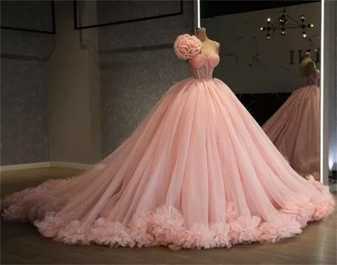 Ruffles Ball Gown Quinceanera Dress Pink Pleats Spaghetti Strap puffy sweet 16 Dresses Vestidos De 15 Años 2021 _ - AliExpress Mobile Dresses Puffy, Puffy Prom Dresses, Debut Gowns, Quincenera Dresses, Quinceanera Pink, Made Flowers, Tulle Dresses, Quinceanera Dresses Pink, Special Dress