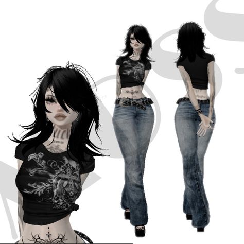 Y2k Imvu Outfits, Sims 4 Cc Clothes Female Goth, Imvu Y2k Outfits Ideas, Imvu Hair, Imvu Aesthetic, Imvu Outfits, Imvu Emo Outfits, Imvu Outfits Ideas Cute Y2k, Imvu Grunge Outfits