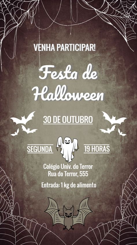 Design by FELICITY | Arte digital convite Festa de halloween para editar e baixar grátis com marca d'água Como fazer convite online Festa de halloween? 1) Escolha um dos muitos modelos disponíveis de convite online Festa de halloween para você editar. 2) Edite e personalize com muita facilidade seu convite online Festa de halloween usando nosso editor online. 3) Quando o seu convite online Festa de halloween estiver pronto clique em baixar e envie seu convite online Festa de hallow Halloween 1, Halloween Party, Collage, Halloween, Pins, Design