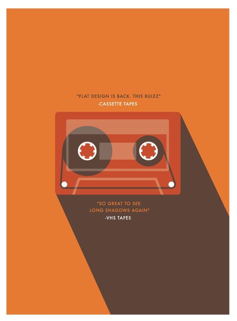 Flat Cassette Tape Design  #flat #poster #branding Flat Design Poster, Poster Flat, Illustration Landscape, Banner Design Layout, Graphic Design Style, Design Café, Flat Design Illustration, Design Brochure, Long Shadow