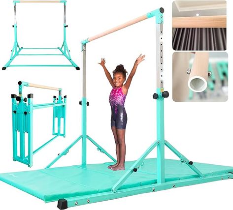 Amazon.com : PreGymnastic Foldable Gymnastics Bar, 6FT Gymnastic Horizontal Bars, Folding Training Bar for Kids and Teenagers 3-18, Weight Limit 500 LB, Adjustable kip Bar,Children Home Gym Equipment Indoor : Sports & Outdoors Home Gymnastics Gym, Gymnastics Garage, Home Gymnastics Room, Gymnastics Bars For Home, Gymnastics Bars, Gymnastics Equipment For Home, Gymnastics Room, Gymnastics Tricks, Gymnastics Equipment