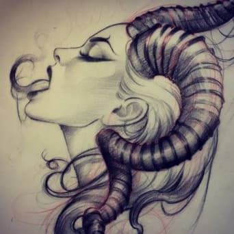 Aries Tattoo Ideas for Men and Women: Design Inspirations and Meanings - TatRing Girl Outlines, Kunst Tattoos, Aries Tattoo, Black And White Sketches, Tattoo Art Drawings, Desenho Tattoo, Dark Art Drawings, Lion Tattoo, Finger Tattoos