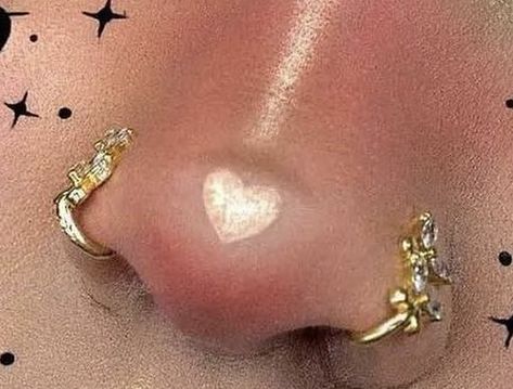 Cool Nostril Piercings, Coquette Nose Piercing, Kawaii Nose Piercing, Coquette Piercings, Kawaii Piercings, Facial Jewelry, Nose Tattoo, 2024 Manifesting, Goth Stuff