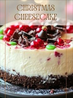 Chocolate Christmas Cheesecake, Candycane Cheesecake, Festive Cheesecake, Cheesecake For Christmas, Christmas Cheesecakes, Holiday Cheesecake Recipes, Christmas Cheesecake Recipes, Holiday Cheesecake, Creme Brulee Cheesecake