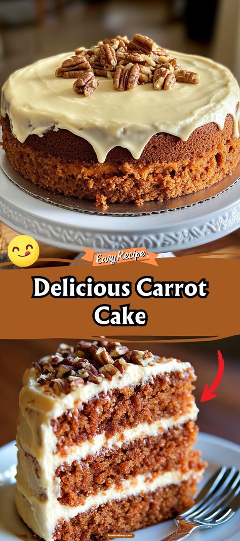 Enjoy a slice of classic Carrot Cake that's moist, spiced, and loaded with shredded carrots and optional nuts. Topped with a creamy cream cheese frosting, it's a timeless dessert that's perfect for any occasion. A favorite for all ages! #CarrotCake #ClassicDessert #CreamCheeseFrosting Pear Crumble Pie, Classic Carrot Cake Recipe, Carrot Cake Ingredients, Classic Carrot Cake, Chicken Cake, Puppy Chow Recipes, Shredded Carrots, Best Carrot Cake, Best Cake Recipes