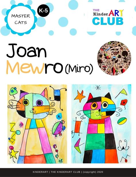 miro_cat Joan Miro Art Projects For Kids, Pre K Art Projects, Miro Art, Color Art Lessons, Art Lesson Plan, Miro Paintings, Joan Miro Paintings, Art Education Projects, Kindergarten Art Lessons