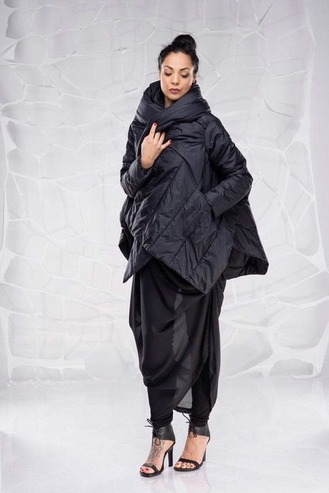 Plus Size Puffer Coat, Oversized Puffer Coat, Long Hooded Jacket, Oversize Coat, Asymmetrical Coat, Gothic Jackets, Black Winter Jacket, Clothing Winter, Black Winter Coat