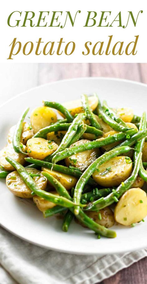 Sides Potatoes, Green Bean Potato Salad, Seasoned Green Beans, Green Bean Salad Recipes, Potluck Side Dishes, Potato Salads, Side Chick, Food Project, Simple Vinaigrette