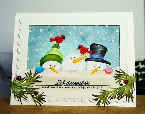 Cottage Cutz Cards Ideas, Snowmen Cards Handmade, Snowmen Cards, Die Cut Christmas Cards, Chrismas Cards, Homemade Holiday Cards, Snowman Christmas Cards, Fun Christmas Cards, Stamped Christmas Cards