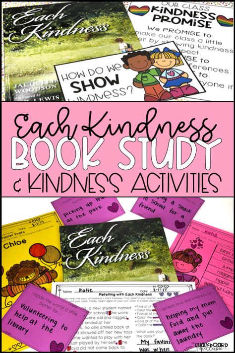 Kindness is always in the air! Your students will love spreading kindness around your school after reading and completing this Each Kindness book study. Your students will not only learn an important life lesson, but they will also develop vocabulary, make inferences, retell the story, determine character traits, and much more. Differentiated activities are also provided! These book activities use the book Each Kindness by Jacqueline Woodson. Books About Kindness, Jacqueline Woodson, Kindness Projects, February Activity, Christian Activities, Spreading Kindness, Co Teaching, Kindness Activities, Important Life Lessons