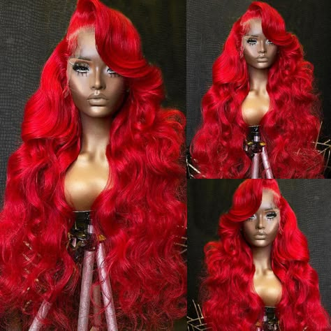 This red lace front wig is a perfect way to switch up your look and add a pop of color. Crafted from 13x4 body wave glueless human hair, this wig provides a natural and lightweight fit with minimal shedding. With its 30" length, this wig is perfect for a classic and glamorous style. PRODUCT FEATURES Hair Material: Human Hair Wigs, 10A Grade Hair Color: Red Color Wig Density: 150%/180%/200% Density Hair Length: 8inch - 30 inch are available Texture: Body Wave Hair, Natural Hairline, Soft, Comb Ea Red Lace Front Wigs, Lace Front Wigs Body Wave, Hd Lace Frontal Wigs, Wigs Body Wave, Frontal Wig Hairstyles, Hd Lace Frontal, Lace Frontal Wigs, Wave Wig, Pretty Hair Color