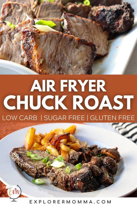 Keto Chuck Roast, Air Fryer Chuck Roast, Air Fried Veggies, Chuck Roast Recipe, Beef Chuck Steaks, Rolled Roast, Fried Veggies, Chuck Roast Recipes, Sirloin Tip Roast