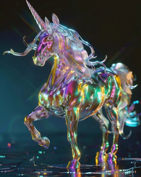 Has anyone else noticed unicorns are particularly hard to generate? Luckily this babe is a glass statue and that sometimes helps to get it just right. ✨🩷 #IridescentAIArt #Iridescent #IridescentArt #AIMagic #AIDesign #Unicorn Iridescent Animals, Unicorn Statue, Glass Statue, Unicorn Glass, Bubble Goth, Glass Apple, Sunshine Girl, Apple Art, Forever Girl