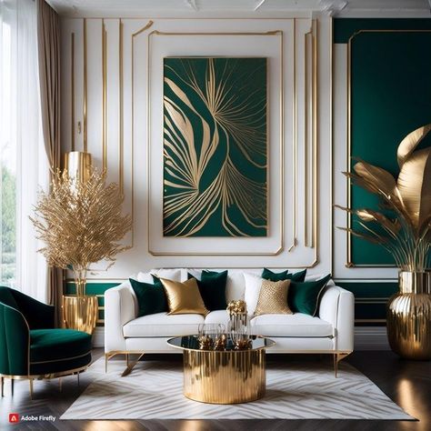 Luxury Small House, Emerald Green Living Room, Green Sofa Living Room, Green Living Room Decor, Green Apartment, House Interior Kitchen, Art Deco Living Room, House Interior Living Room, House Interior Inspiration