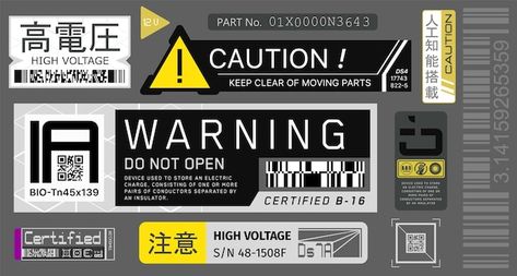 Cyberpunk Decals, Danger Sticker, Cyberpunk Stickers, Warning Poster, Dystopian Art, Futuristic Fonts, Graffiti Words, Cyberpunk Aesthetic, Warning Labels