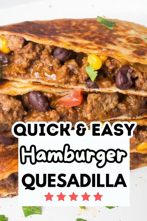 Looking for a quick, satisfying meal for those busy weeknights? Look no further than our Hamburger Quesadilla in 30 Minutes! This cheesy, flavor-packed creation is ready to devour in a flash, and your taste buds will thank you. Dive into this delectable Mexican-inspired dish, combining tender beef and gooey cheese between two warm tortillas. Get your apron on and let's get cooking! Hamburger Quesadilla, Perfect Meatloaf, Quick Dinner Options, Dinner Recipes Healthy Family, Easy Hamburger, American Recipes, Homemade Hamburgers, How To Cook Beef, Vegetarian Lunch