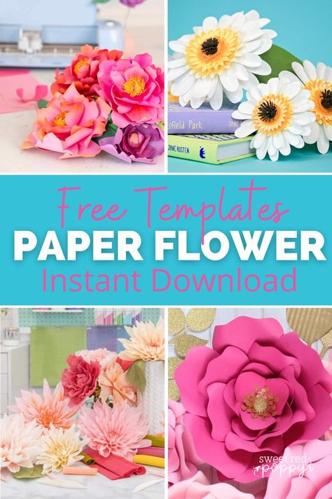 Free Paper Flower Templates, 3d Paper Flowers, Flower Svg Files, Paper Peonies, Paper Flower Crafts, Paper Flower Template, Paper Flower Tutorial, Flower Template, Flower Svg