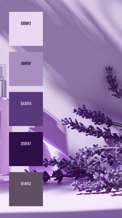 Colors:
E8D8F2
A88FBF
5A397A
2E0F47
5F4F63 Aesthetic Setup, Silver Color Palette, Silver Spray, Landscape Design Drawings, Purple Palette, Purple Tone, Purple Color Palettes, Hex Color Palette, Purple Themes