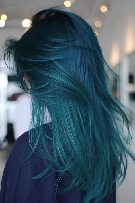 Lunar Tides Cerulean Sea, Deep Teal Hair, Smokey Teal Hair, Cyan Hair Color, Ocean Hair Color, Aquamarine Hair Color, Dark Turquoise Hair, Blue Green Hair Color, Greenish Blue Hair