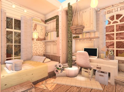 Insta @_bloxburg_builds__ Bloxburg Tiny Bedroom Ideas, Bloxburg Small Bedroom, Preppy Bloxburg Room, Bloxburg Porch Ideas, Bloxburg Room Ideas Aesthetic Bedroom, Bloxburg Decorating Ideas, Bloxburg Entrance Ideas, Bloxburg Family Home, Preppy Bloxburg