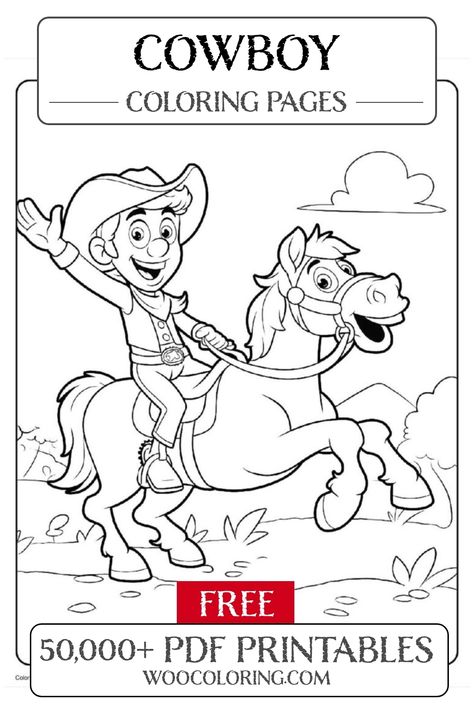 Unleash your creativity with this fun cartoon cowboy waving coloring page! Perfect for kids and adults alike, this vibrant design in the Cowboy coloring pages category offers a delightful way to relax and express your artistic style. Grab your favorite coloring tools and bring this cheerful cowboy to life today! Preschool Cowboy Theme, Cowboy Coloring Pages, Cartoon Cowboy, Cowboy Song, Adventure Cartoon, Puppy Coloring Pages, Cattle Brands, Horse Coloring Pages, Cowboy Theme