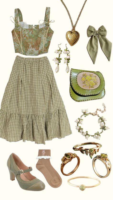 Summer Cottagecore Outfits, Cottagecore Summer Outfits, Hippie Boho Outfits, Green Cottagecore, Cottagecore Outfit, Cottagecore Clothes, Cottagecore Outfits, Cottagecore Fashion, Feminine Outfit