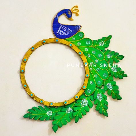 Peacock Wall Hanging Decor, Peacock Wall Hanging Diy, Peacock Making, Peacock Wall Hanging, Peacock Wall Decor, Indian Decoration, Peacock Crafts, Flower Crafts Kids, Diy Popsicle Stick Crafts