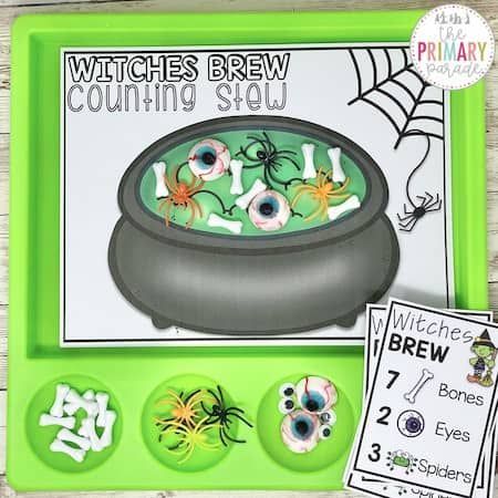 learn to count as you make witches brew with this fun halloween printable for kids. Witch Stew, Halloween Activities For Preschool, Halloween Stations, Halloween Learning Activities, Halloween Kindergarten Activities, Halloween Counting, Prek Activities, Halloween Activities Preschool, Halloween Centers