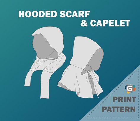 Hooded Cowl Pattern Sewing, Hood Pattern Sewing, Diy Shawl, Capelet Pattern, Green Factory, Making Scarves, Hood Pattern, Circle Math, Protection Gear