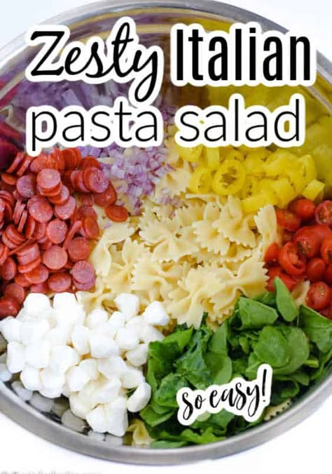 Zesty Italian Pasta Salad Recipe Pasta Salad Recipes Italian Dressing, Italian Pasta Salad With Pepperoni, Pasta Salad With Pepperoni, Salad With Pepperoni, Zesty Italian Pasta Salad, Cold Italian Pasta Salad, Creamy Italian Pasta Salad, Zesty Pasta Salad, Garden Pasta Salad