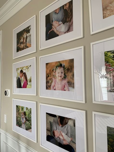 A third close up of our dining room gallery Photo Wall Display, Decorating Inspiration, Wall Display, Picture Wall, Family Portraits, Decor Inspiration, Family Room, Close Up, Photo Wall