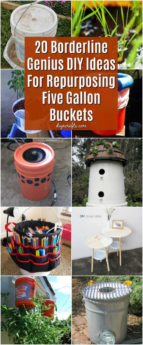 20 Borderline Genius DIY Ideas For Repurposing Five Gallon Buckets #repurpose #upcycle #diy #homeprojects via @vanessacrafting Bucket Diy Projects, Bucket Crafts, Five Gallon Bucket, Plastic Pail, Diy Bucket, Upcycle Plastic, 5 Gallon Buckets, Old Bucket, Bucket Ideas