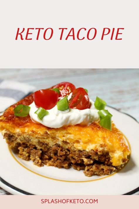 Keto Taco Pie, Taco Pie, Keto Taco, Low Carb Yum, Pie Plate, Keto Meals, Taco Seasoning, Shredded Cheese, Cheddar Cheese