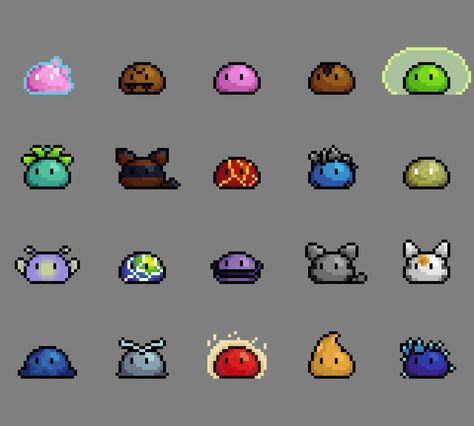 Pixel Art Slime, Pixel Art Cute, Pixel Game Art, 8 Bit Game, Pixel Art Reference, Art Slime, Slime Rancher, Game Design Ideas, Npc Ideas