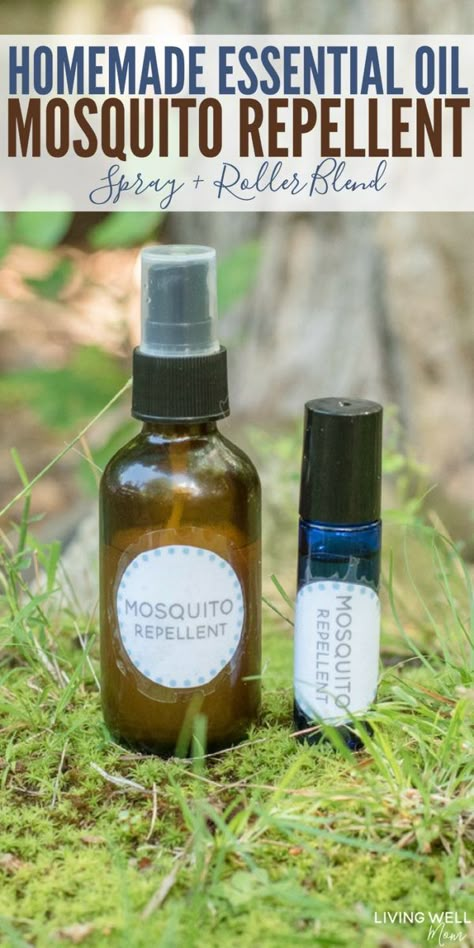 Homemade Essential Oil Mosquito Repellent Spray + Roller Blend Essential Oils For Mosquitoes, Homemade Mosquito Spray, Kid Safe Essential Oils, Mosquito Repellent Essential Oils, Yard Camping, Essential Oil Bug Spray, Mosquito Repellent Homemade, Mosquito Repellent Spray, Diy Mosquito Repellent