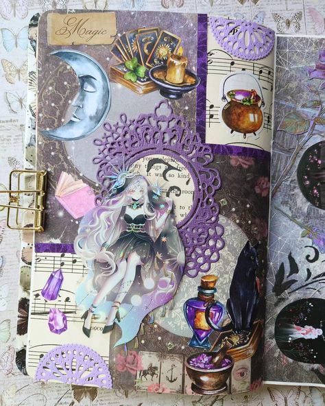 Day 27 of the May Challenge with theme Fantasy by @penpalangie. Today's prompt is Magical. ✨ Go check out Angie's account to see all the beautiful creations! . . . #scrapbooking #creativejournaling #scrapbookideas #junkjournaling #pajournalchallenge Fantasy Scrapbook Ideas, Fantasy Scrapbook, Pretty Scrapbook, May Challenge, Book Journal Ideas, Magic Theme, Memories Book, Anniversary Scrapbook, Collage Scrapbook