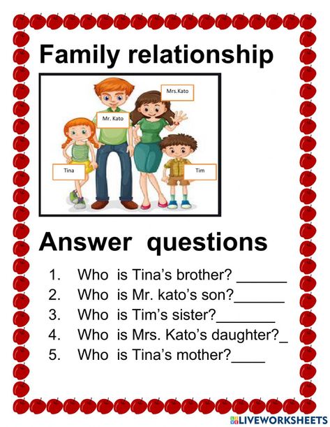 Family Relationships Worksheets, Dynamics Worksheet, Relationships Worksheets, Auxiliary Verbs, Relationship Worksheets, Family Relations, Wh Questions, Family Estate, 1st Grade Worksheets