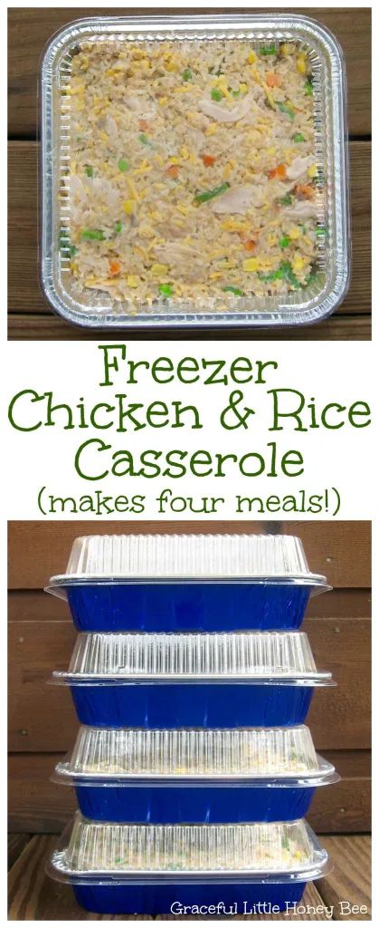 Freezer Chicken And Rice, Freeze Chicken, Freezer Casseroles, Chicken Rice Casserole Recipes, Freezer Meal Recipes, Freezer Dinners, Chicken And Rice Casserole, Easy Chicken And Rice, Freezer Friendly Meals