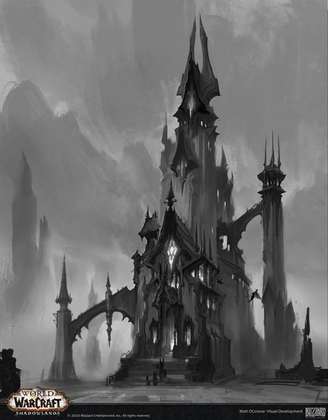 ArtStation - Shadowlands- Revendreth Early Architecture Exploration, Matt OConnor Goth Castle, Vampire Castle, Castle Tattoo, Dnd Inspiration, Environment Painting, Gothic Castle, Witchy Wallpaper, Landscape Concept, Architecture Drawing Art