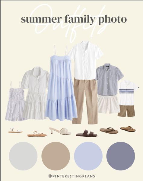 Picture Color Schemes, Family Photo Outfit Ideas, Summer Family Pictures, Family Photo Colors, Family Photo Outfit, Photo Outfit Ideas, Summer Family Photos, Family Photoshoot Outfits, Family Beach Pictures